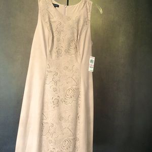 Brand New INC Pale Blush Faux Leather details sleeves dress